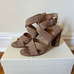 Joie Avery sandal heel tan suede size 7